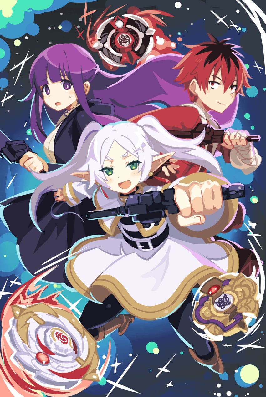 frieren, fern, and stark (sousou no frieren and 1 more) drawn by anzu_(anzuhan)