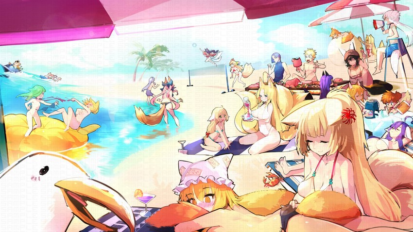 yakumo ran, tamamo, tamamo no mae, ahri, uzumaki naruto, and 5 more (touhou and 7 more) drawn by ejami