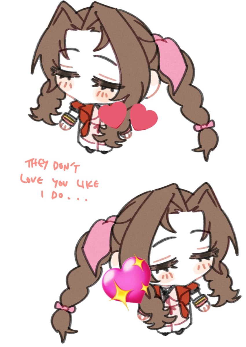 aerith gainsborough (final fantasy and 2 more) drawn by bubtea