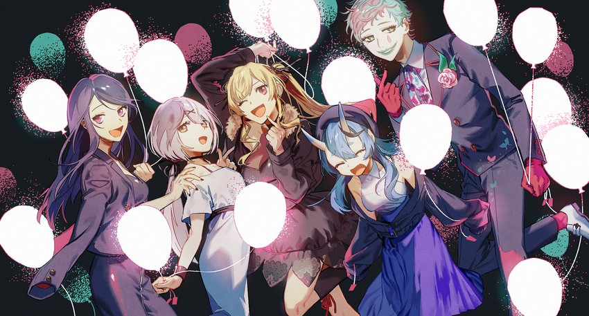 shiina yuika, takamiya rion, rindou mikoto, gundou mirei, and joe rikiichi (nijisanji) drawn by nonono_(nnnj92)