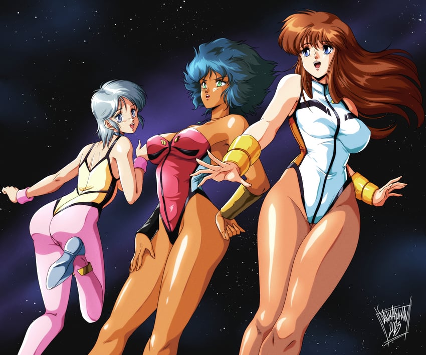 mia alice, lambda nom, and pai thunder (dangaiou) drawn by danmakuman