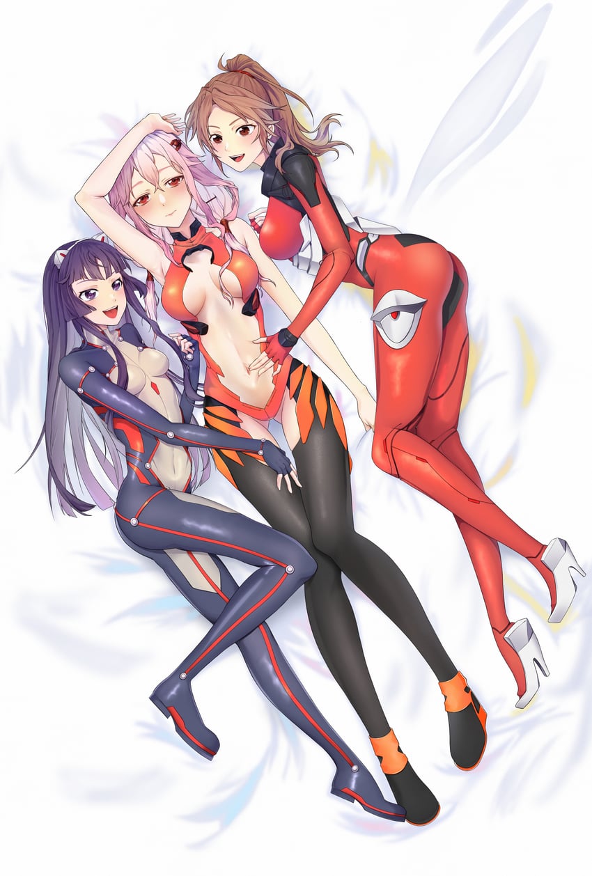 yuzuriha inori, tsugumi, and shinomiya ayase (guilty crown) drawn by sarina_(tosiyukiryousuke)