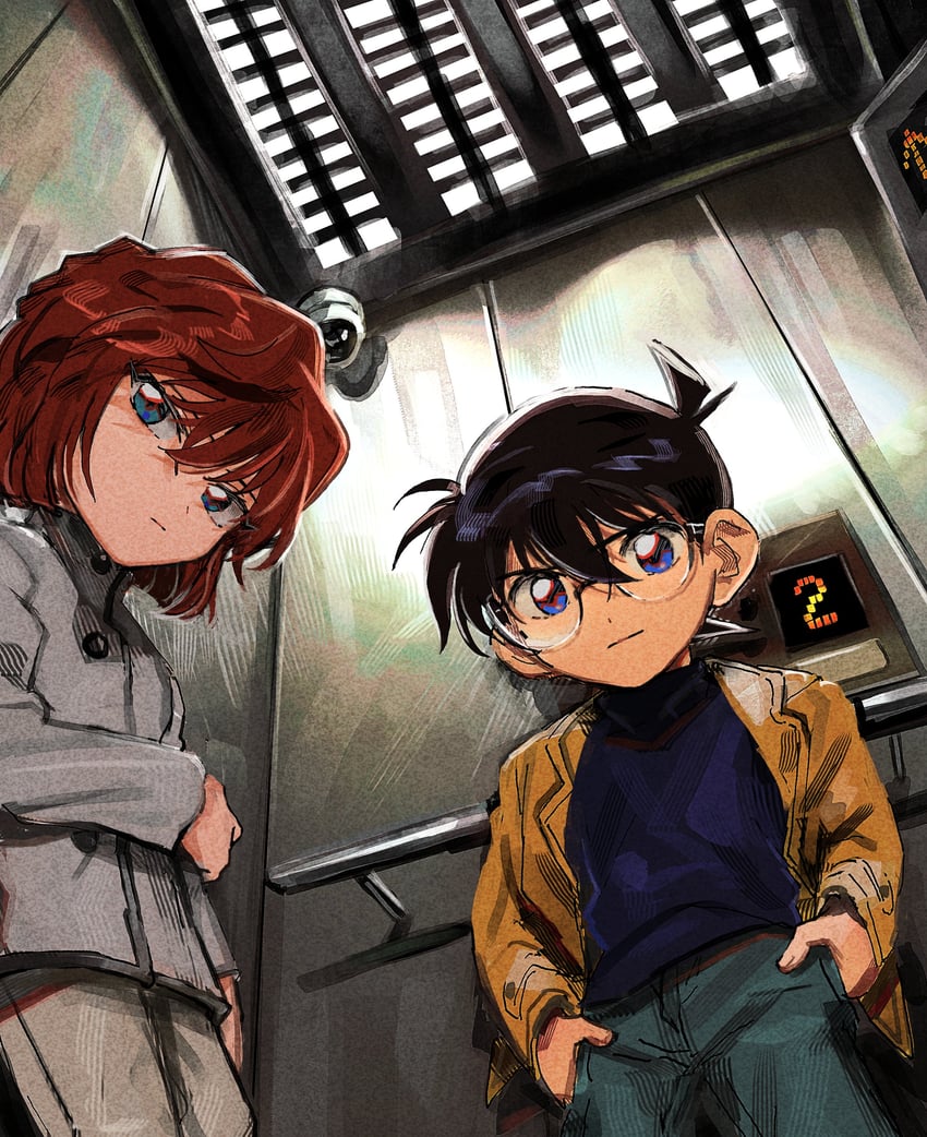 edogawa conan and haibara ai (meitantei conan) drawn by segami