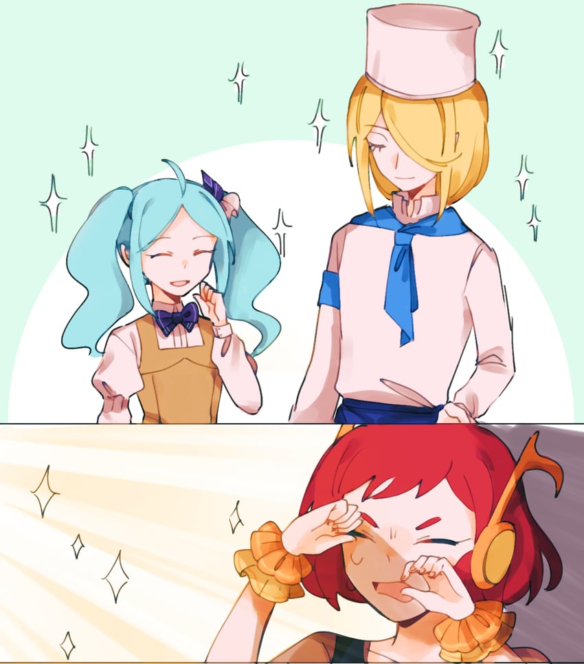crayon, georges, and cindy (tower of hanoi) drawn by nabob
