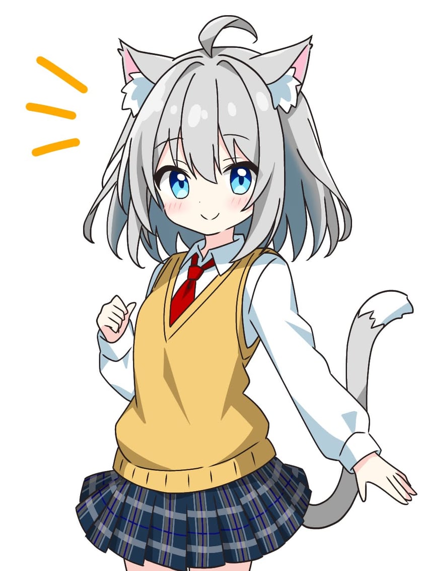grey-haired cat girl (original) drawn by kotatsu-mazoku