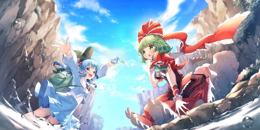 kawashiro nitori and kagiyama hina (touhou and 1 more) drawn by amenosaka_nono