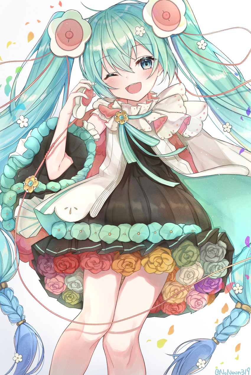 hatsune miku and magical mirai miku (vocaloid and 1 more) drawn by noneon319