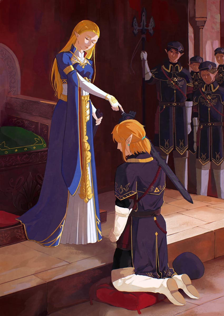 link and princess zelda (the legend of zelda and 2 more) drawn by so_far_69