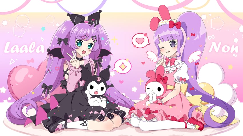 manaka laala, my melody, kuromi, and manaka non (pretty series and 3 more) drawn by ebi_nana