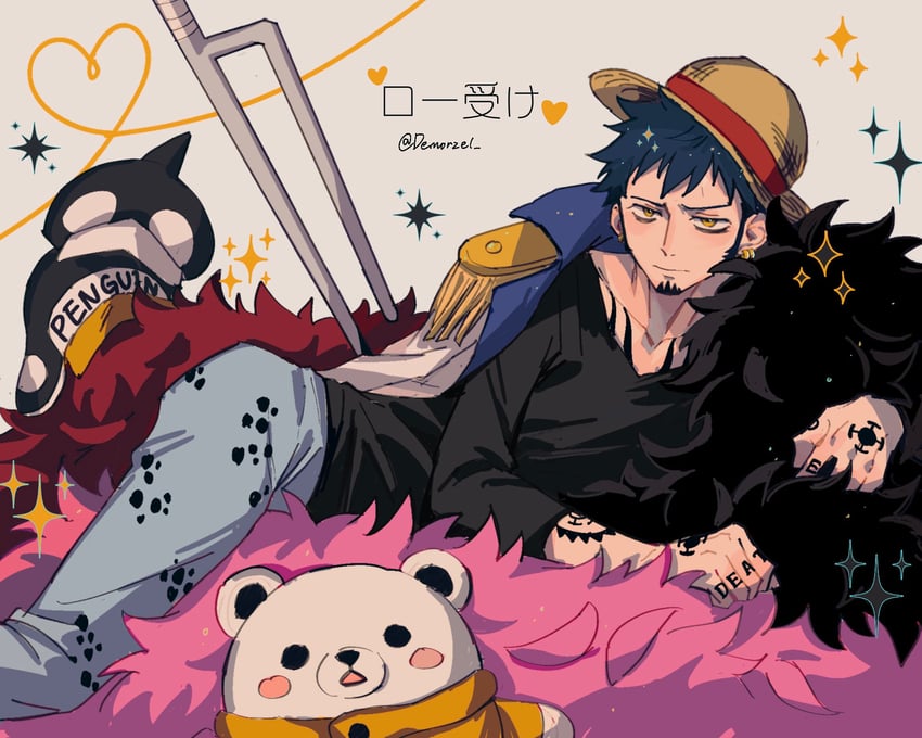trafalgar law and bepo (one piece) drawn by demorzel