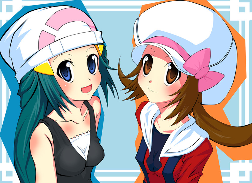 dawn and lyra (pokemon and 2 more) drawn by muraon_(pixiv)