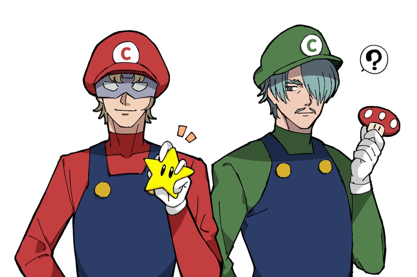 mario, luigi, char aznable, and challia bull (gundam and 3 more) drawn by sabi1234