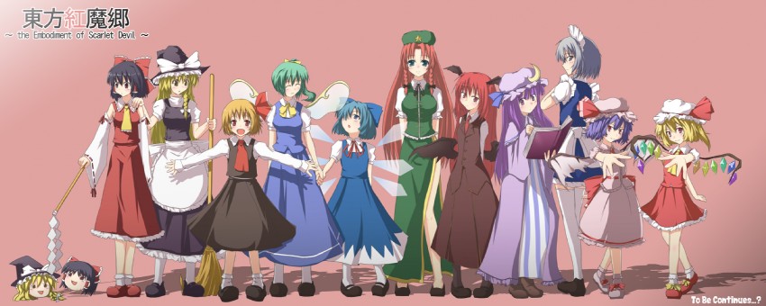 hakurei reimu, kirisame marisa, remilia scarlet, flandre scarlet, izayoi sakuya, and 6 more (touhou and 1 more) drawn by natsume_riu