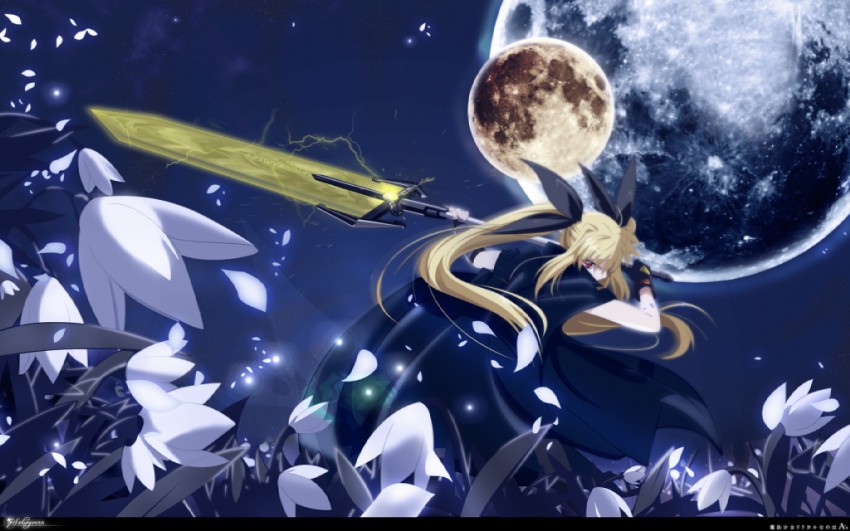 fate testarossa and bardiche (lyrical nanoha and 2 more) drawn by solwyvern
