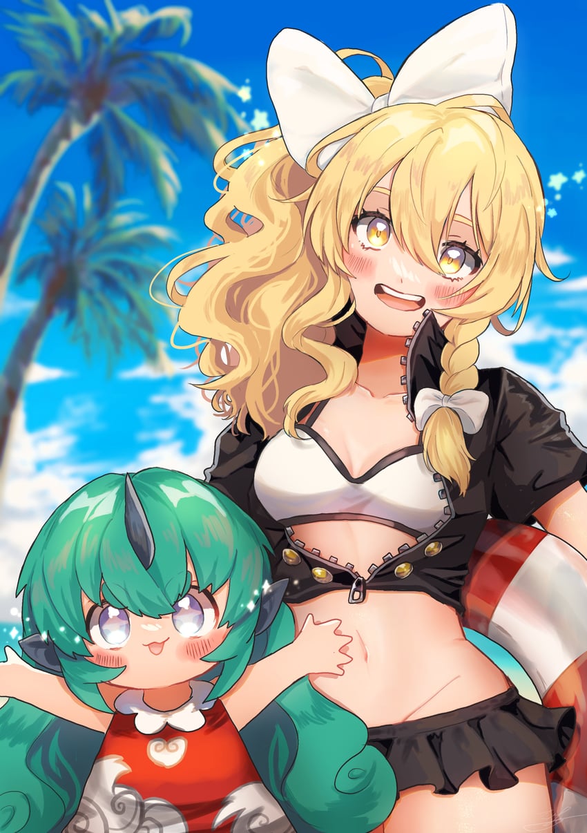 kirisame marisa and komano aunn (touhou) drawn by uchisaki_himari