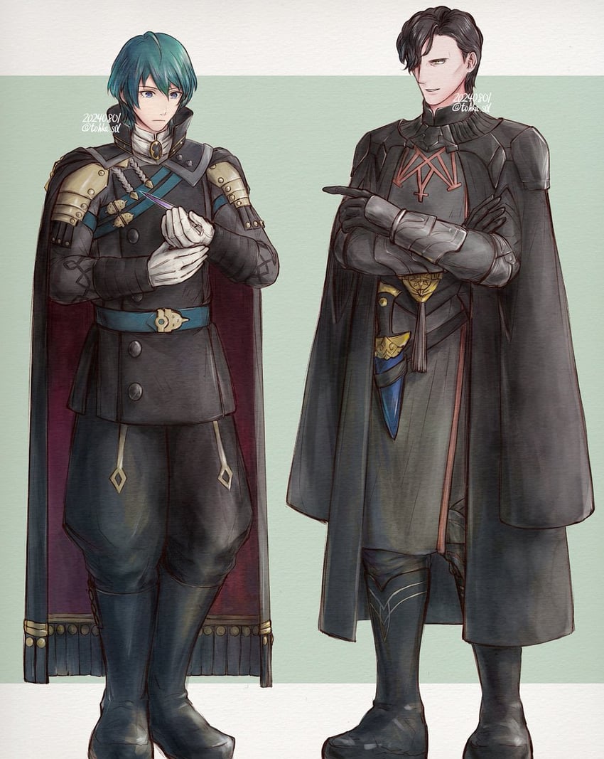 male byleth and hubert von vestra (fire emblem and 1 more) drawn by tohka_sd