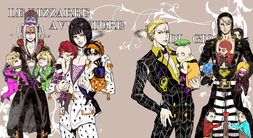 giorno giovanna, bruno bucciarati, guido mista, narancia ghirga, pannacotta fugo, and 11 more (jojo no kimyou na bouken and 1 more) drawn by natsu_yasai