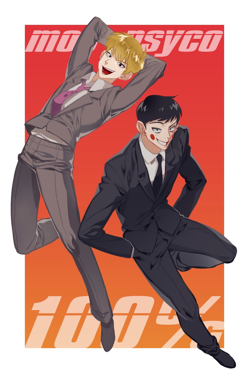 reigen arataka, ekubo, and yoshioka mamoru (mob psycho 100) drawn by taejo_(taejo68)
