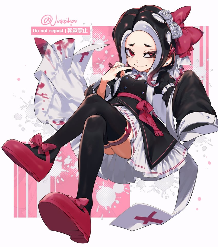 octoling player character and octoling girl (splatoon) drawn by jinkoika