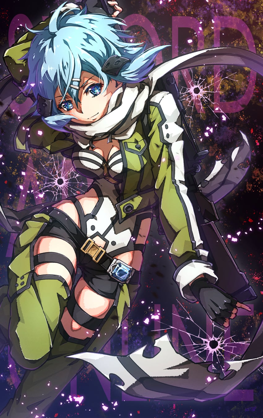 sinon (sword art online) drawn by oboro_neko