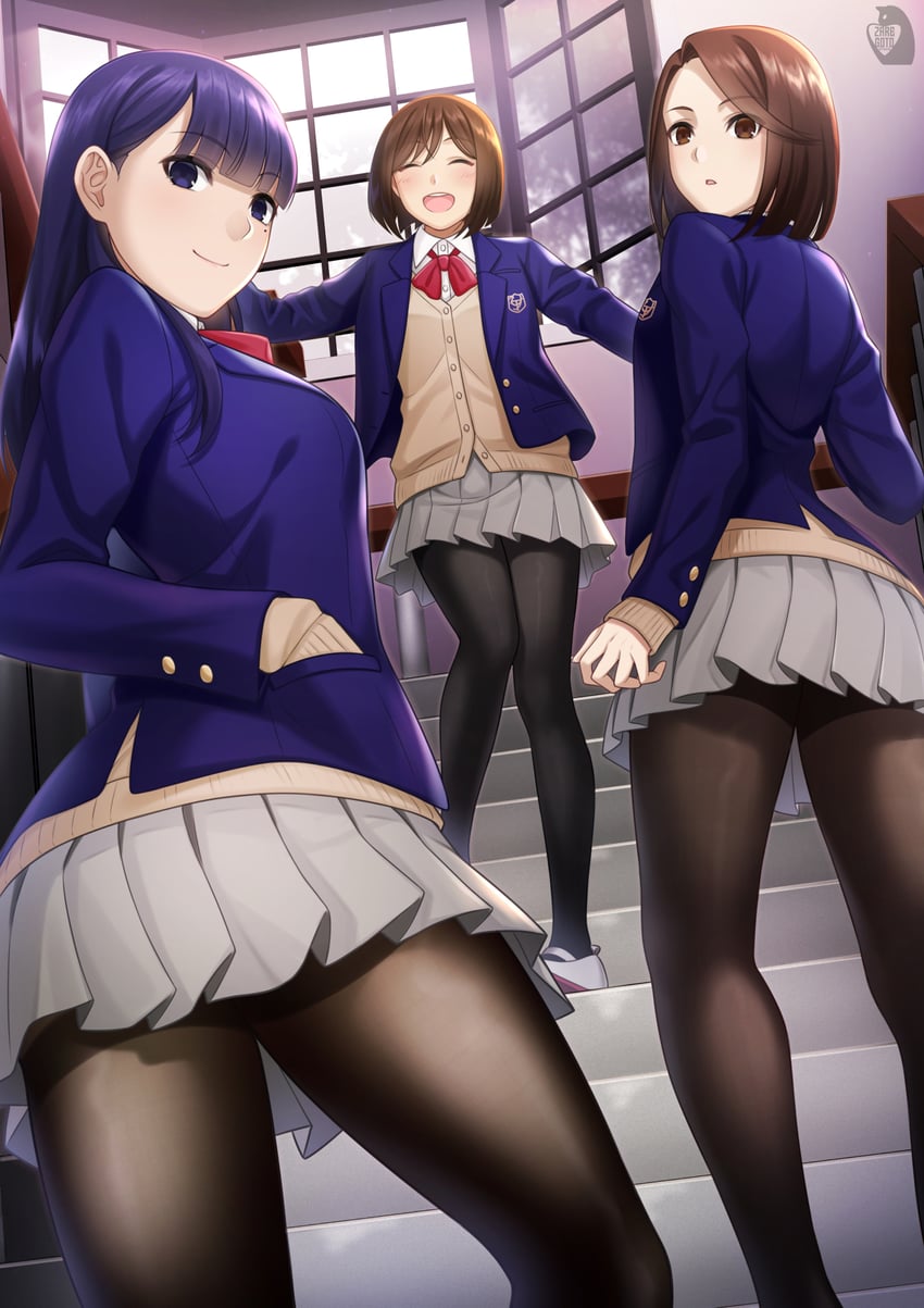 nakabeni yua, aikawa ren, and moegi homi (miru tights) drawn by zaregoto_tsukai_no_deshi