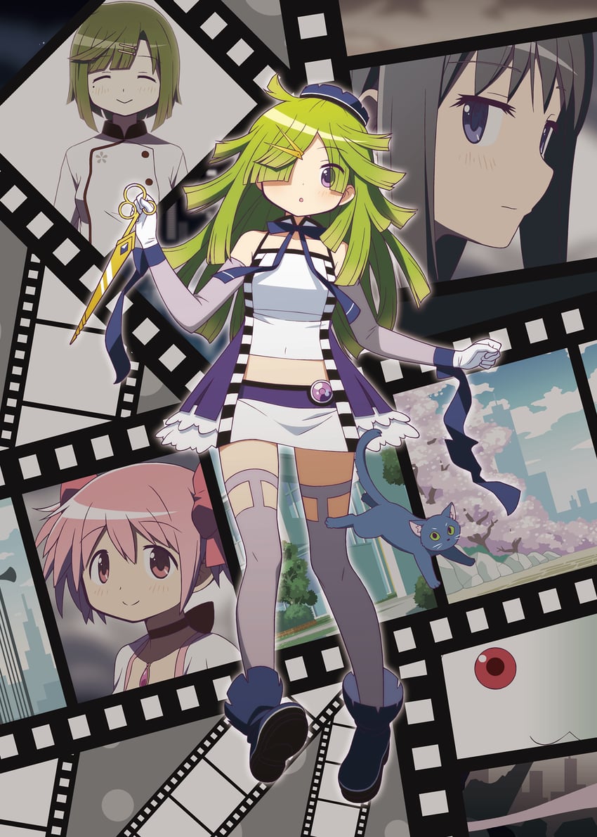 akemi homura, kaname madoka, kyubey, aki mabayu, amy, and 1 more (mahou shoujo madoka magica and 1 more) drawn by gecchu