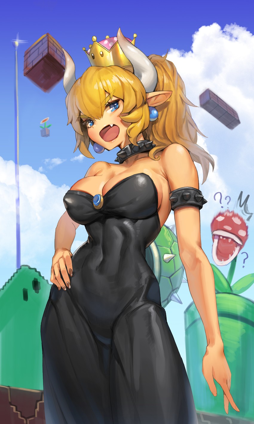 bowsette and piranha plant (mario and 1 more) drawn by romana