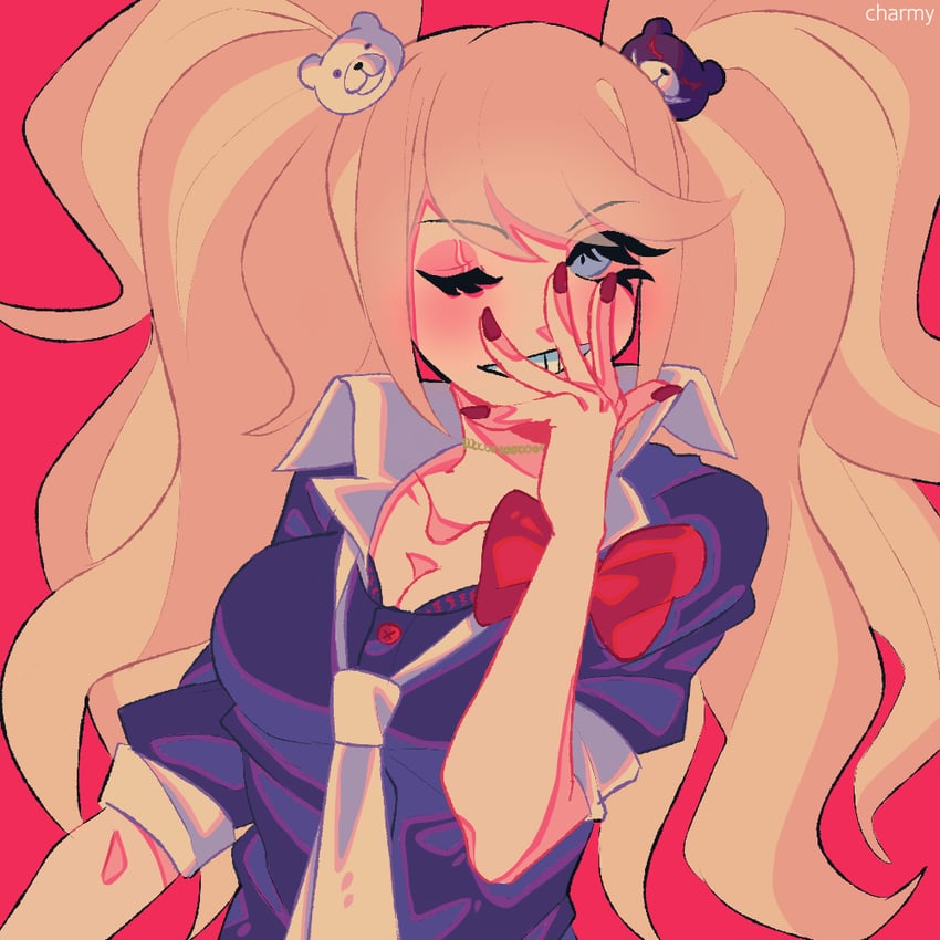 enoshima junko and monokuma (danganronpa and 2 more) drawn by charmy-s-thing