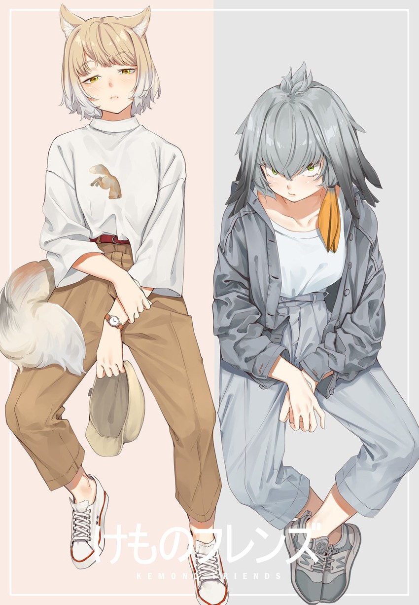 shoebill and tibetan fox (kemono friends) drawn by fangxiang_cuoluan