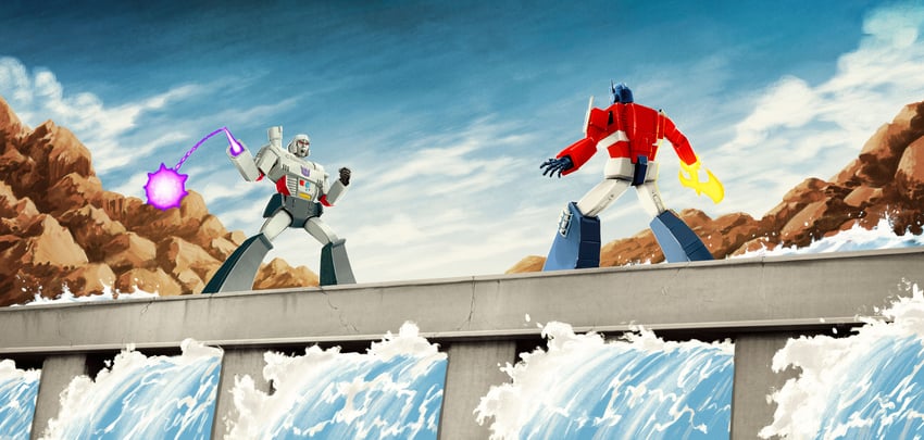 optimus prime and megatron (transformers and 1 more) drawn by matt_ferguson