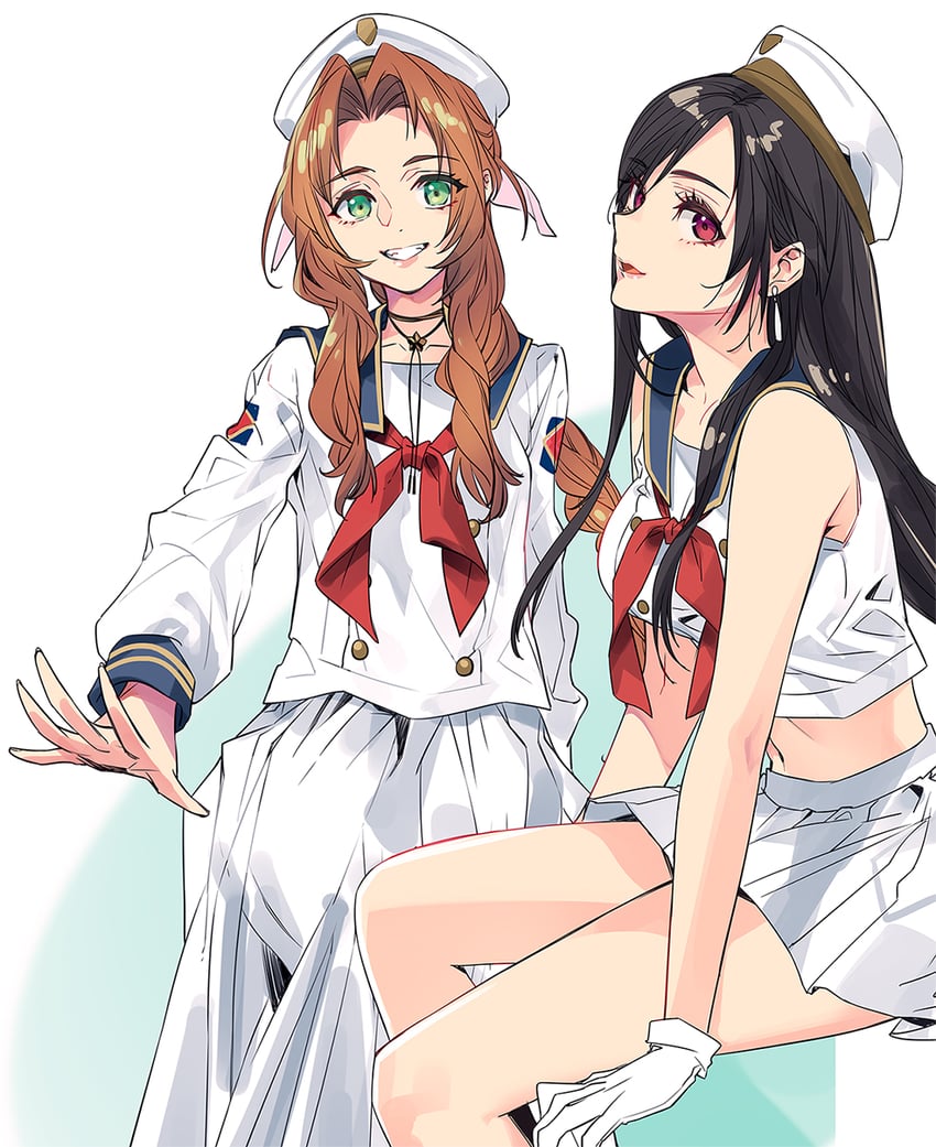 tifa lockhart and aerith gainsborough (final fantasy and 3 more) drawn by ito_noizi
