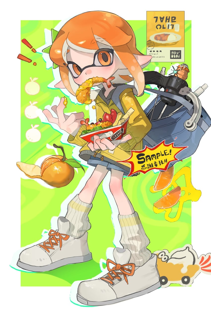 inkling player character and inkling girl (splatoon) drawn by p-pepper