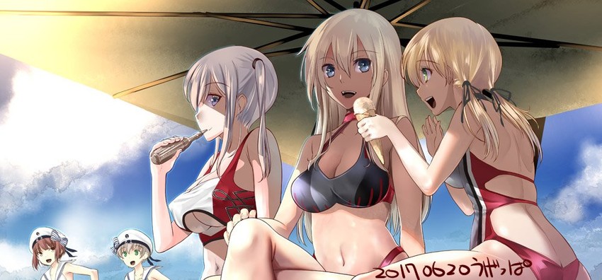 prinz eugen, bismarck, graf zeppelin, z1 leberecht maass, and z3 max schultz (kantai collection) drawn by ugeppa