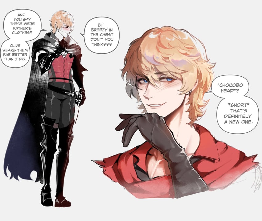 clive rosfield and joshua rosfield (final fantasy and 1 more) drawn by nyantcha