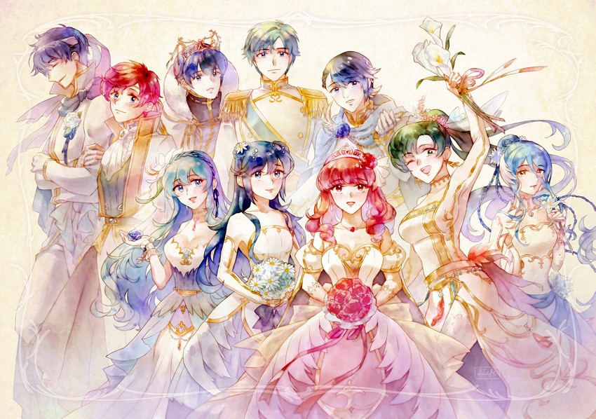 lucina, ike, azura, marth, eirika, and 5 more (fire emblem and 9 more) drawn by liefe