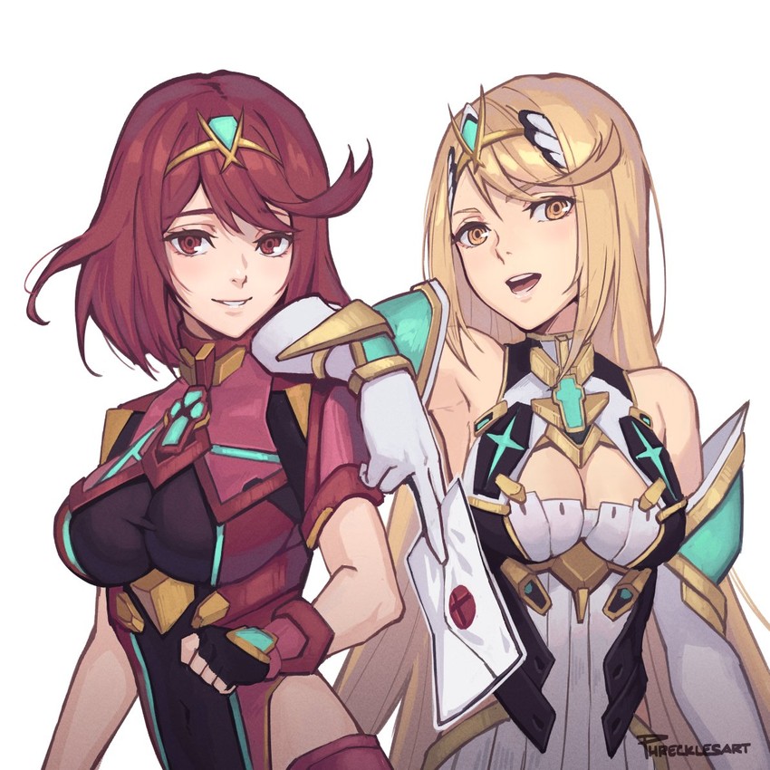 pyra and mythra (xenoblade chronicles and 2 more) drawn by phrecklesart