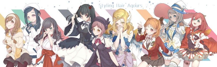 watanabe you, tsushima yoshiko, sakurauchi riko, takami chika, matsuura kanan, and 4 more (love live! and 1 more) drawn by komiyam_a