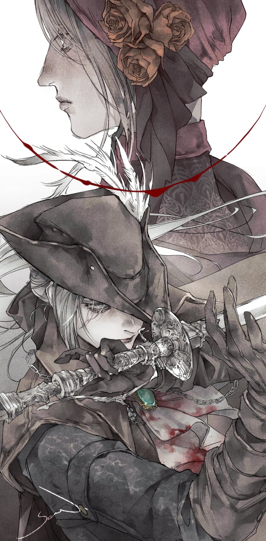 plain doll and lady maria of the astral clocktower (bloodborne) drawn by yue_(memento1113)