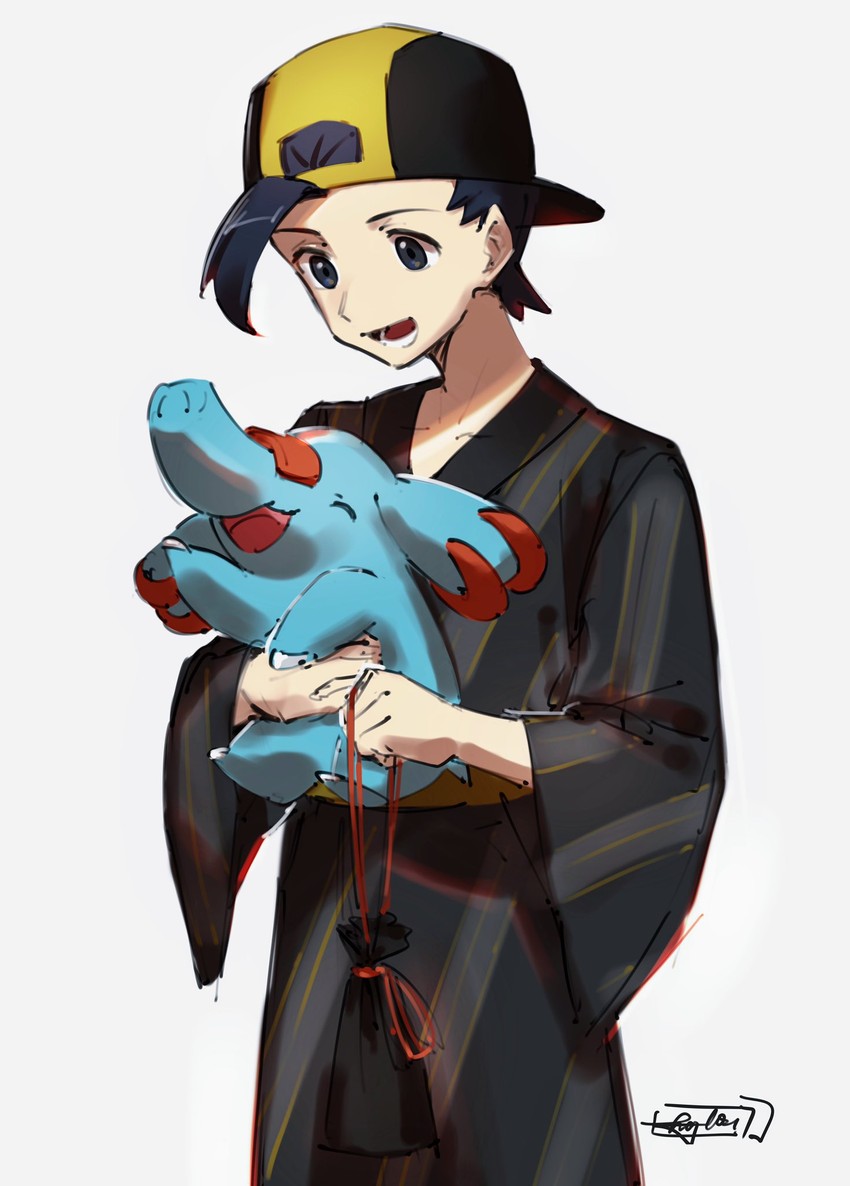 ethan and phanpy (pokemon and 1 more) drawn by hazel0217