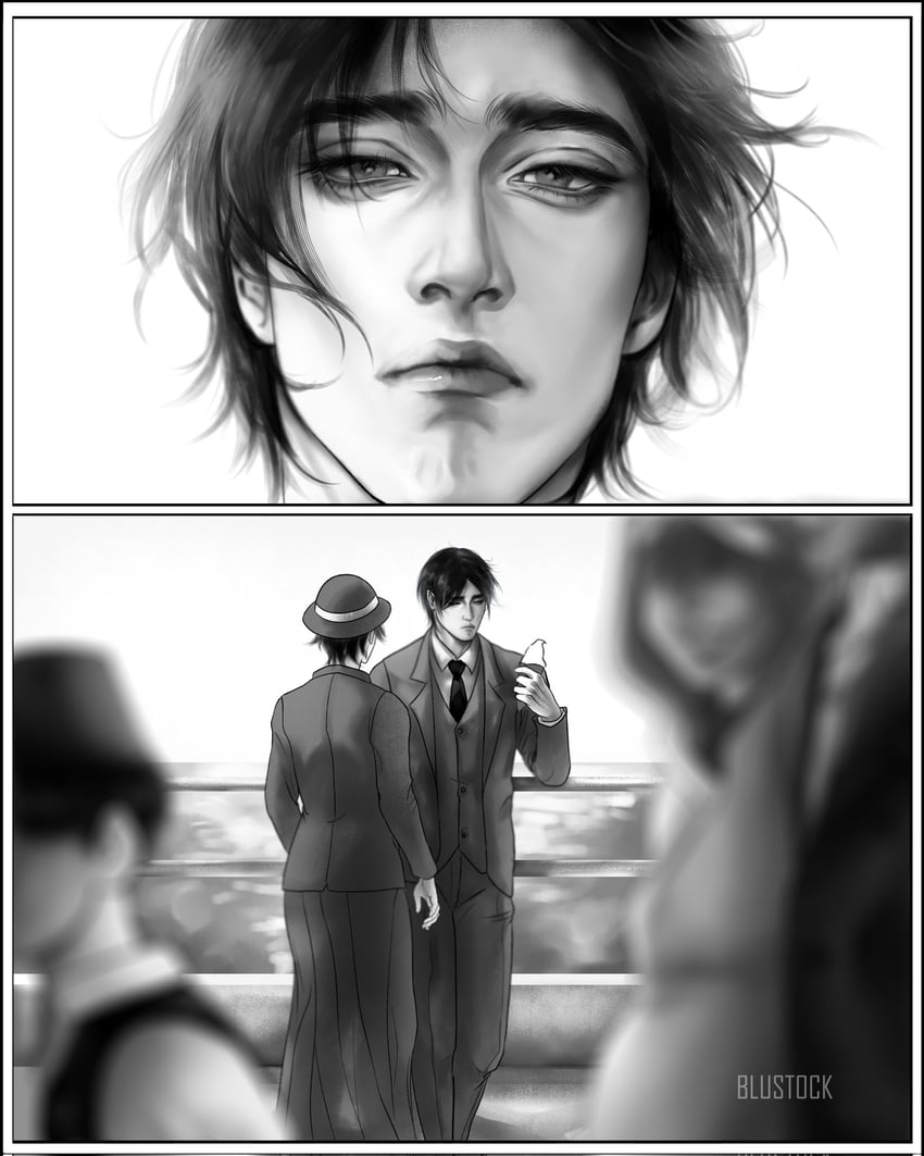 mikasa ackerman and eren yeager (shingeki no kyojin) drawn by blustock