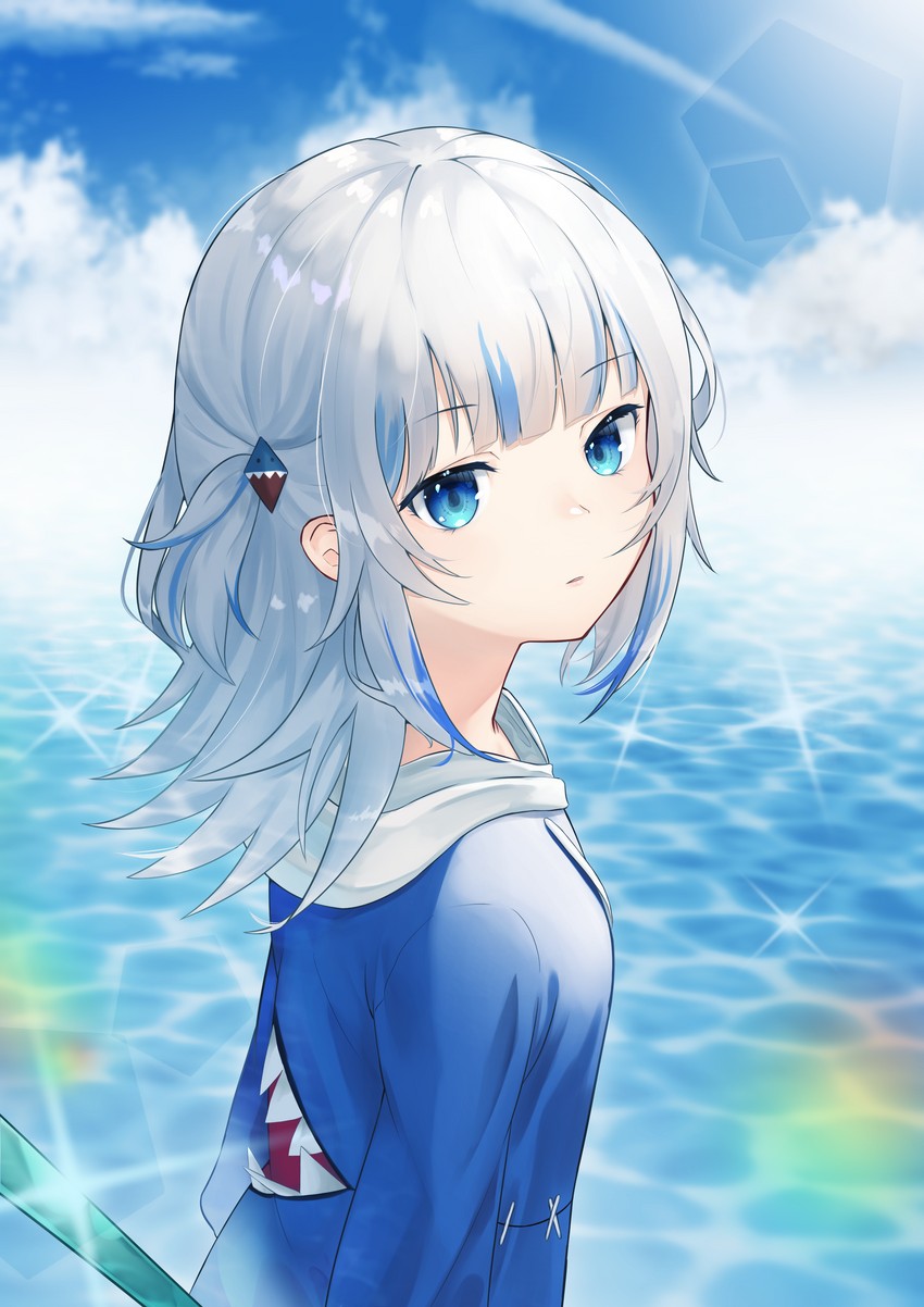 gawr gura (hololive and 1 more) drawn by jellen_aura