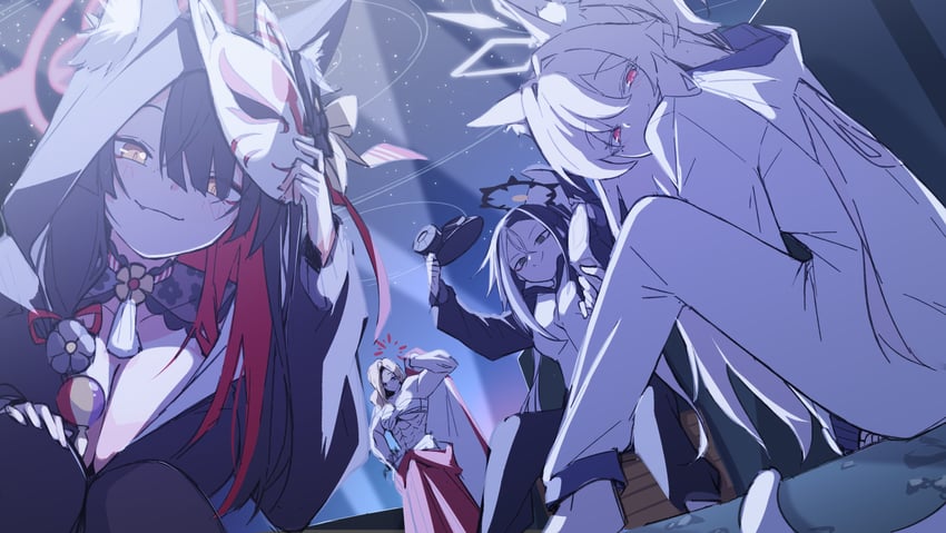 wakamo, akira, akemi, and kai (blue archive) drawn by mmhomm