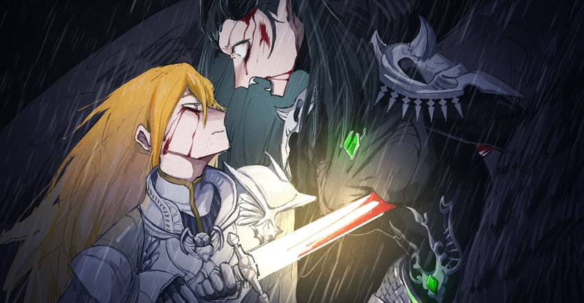 meleanor draconia and knight of the dawn (twisted wonderland) drawn by reeeeehannnnnn