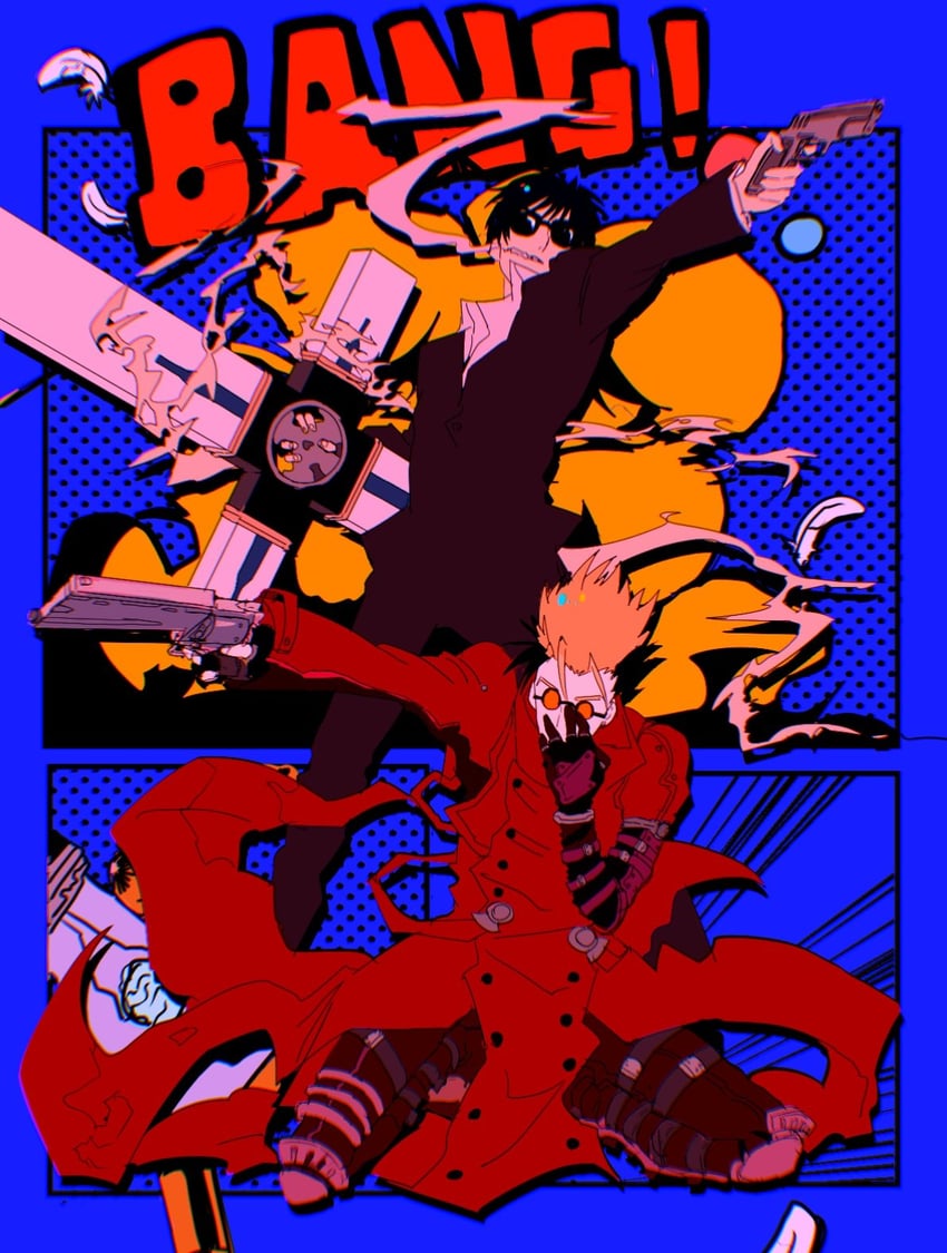 vash the stampede and nicholas d. wolfwood (trigun) drawn by decided_218