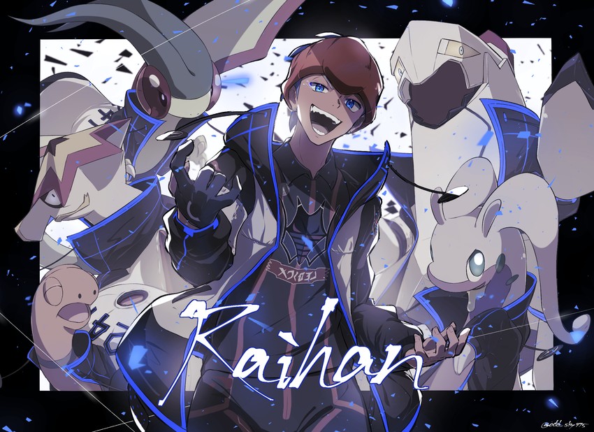 raihan, flygon, goodra, torkoal, duraludon, and 1 more (pokemon and 1 more) drawn by odd_(hin_yari)