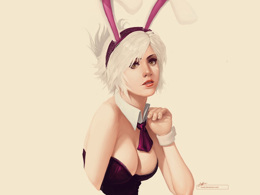 riven and battle bunny riven (league of legends) drawn by tsuaii