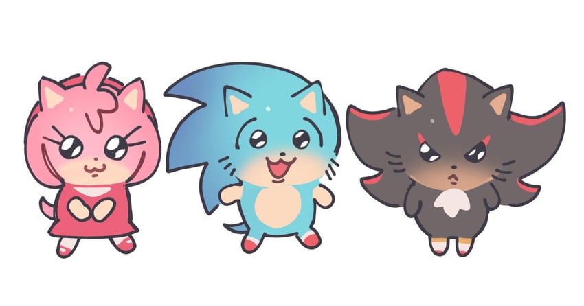sonic the hedgehog, shadow the hedgehog, and amy rose (sonic and 1 more) drawn by refresqito
