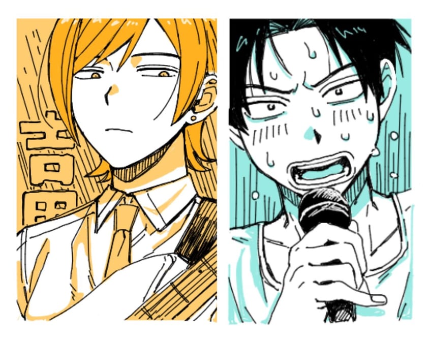 tabata youichi and yoshida kaori (futsuu no keion-bu) drawn by hotategaii
