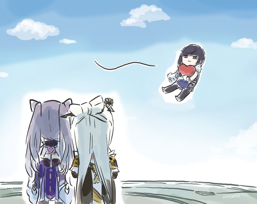 keqing, yelan, and ningguang (genshin impact) drawn by xinzoruo