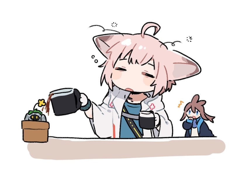 amiya, sussurro, and domesticated metal crab (arknights) drawn by maguro_kan
